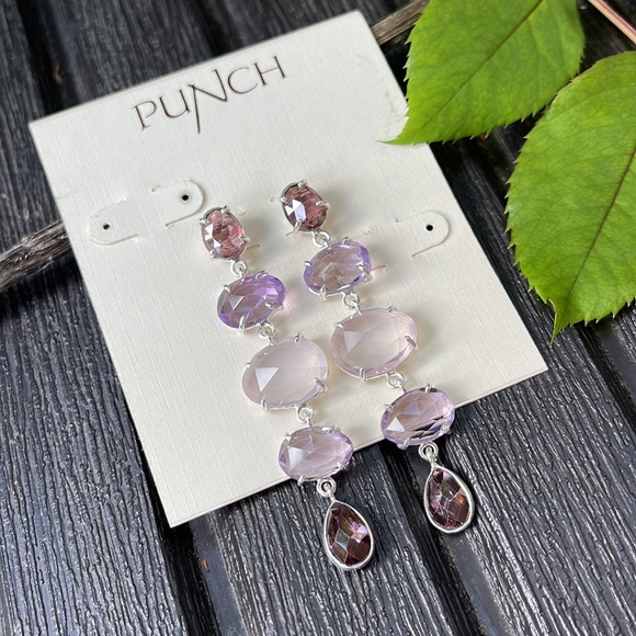 Pink & Purple Dangle Earrings - Picture 4 of 14